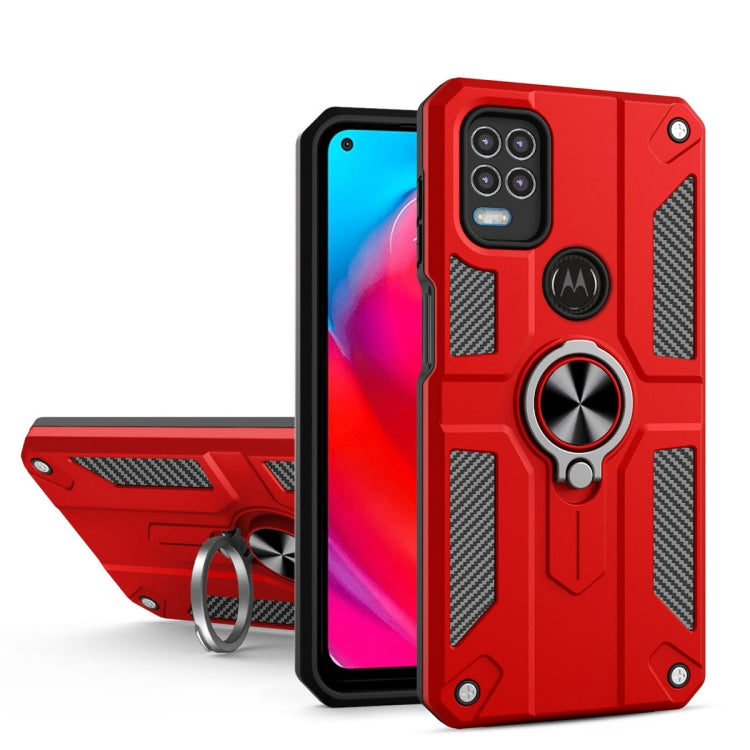 For Motorola Moto G Stylus 5G Carbon Fiber Pattern PC + TPU Protective Case with Ring Holder