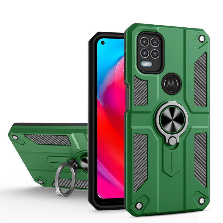 For Motorola Moto G Stylus 5G Carbon Fiber Pattern PC + TPU Protective Case with Ring Holder