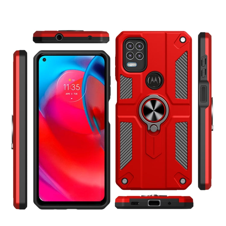 For Motorola Moto G Stylus 5G Carbon Fiber Pattern PC + TPU Protective Case with Ring Holder