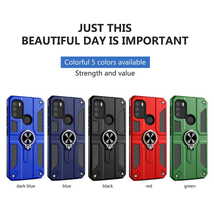 For Motorola Moto G50 Carbon Fiber Pattern PC + TPU Protective Case with Ring Holder
