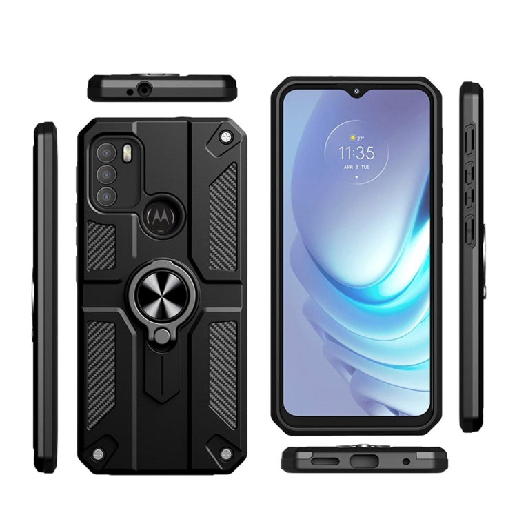 For Motorola Moto G50 Carbon Fiber Pattern PC + TPU Protective Case with Ring Holder
