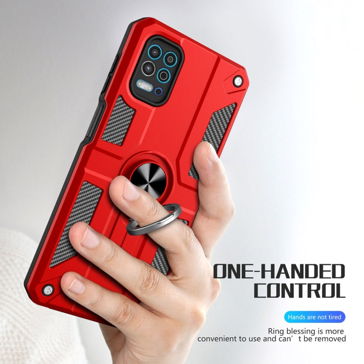 For Motorola Moto G100 / Edge S Carbon Fiber Pattern PC + TPU Protective Case with Ring Holder