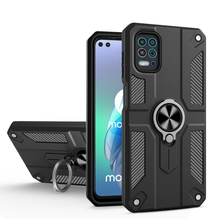 For Motorola Moto G100 / Edge S Carbon Fiber Pattern PC + TPU Protective Case with Ring Holder