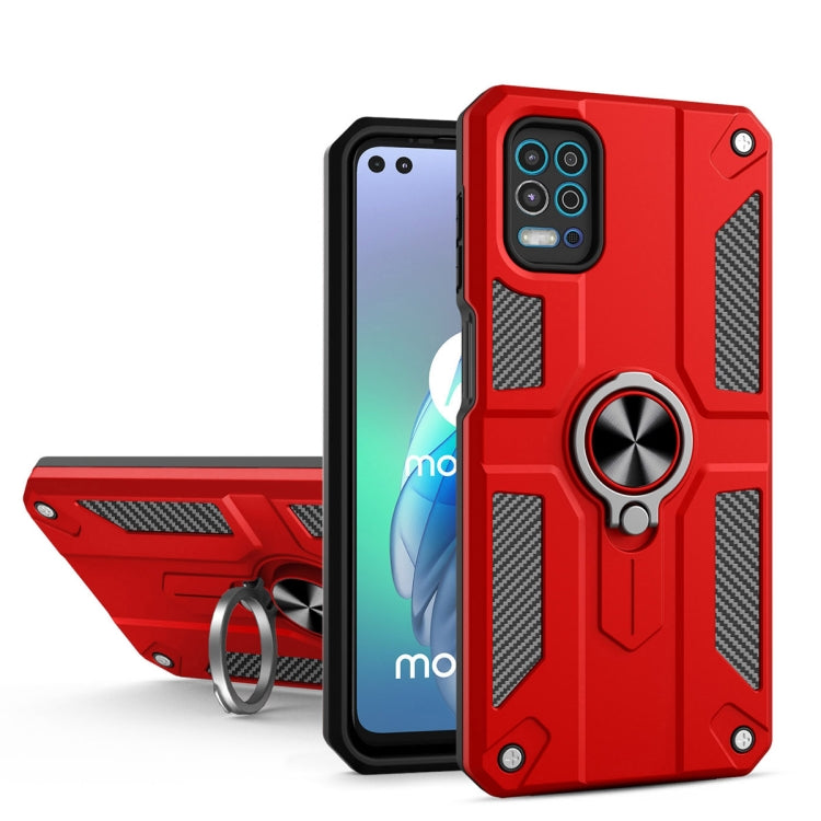 For Motorola Moto G100 / Edge S Carbon Fiber Pattern PC + TPU Protective Case with Ring Holder