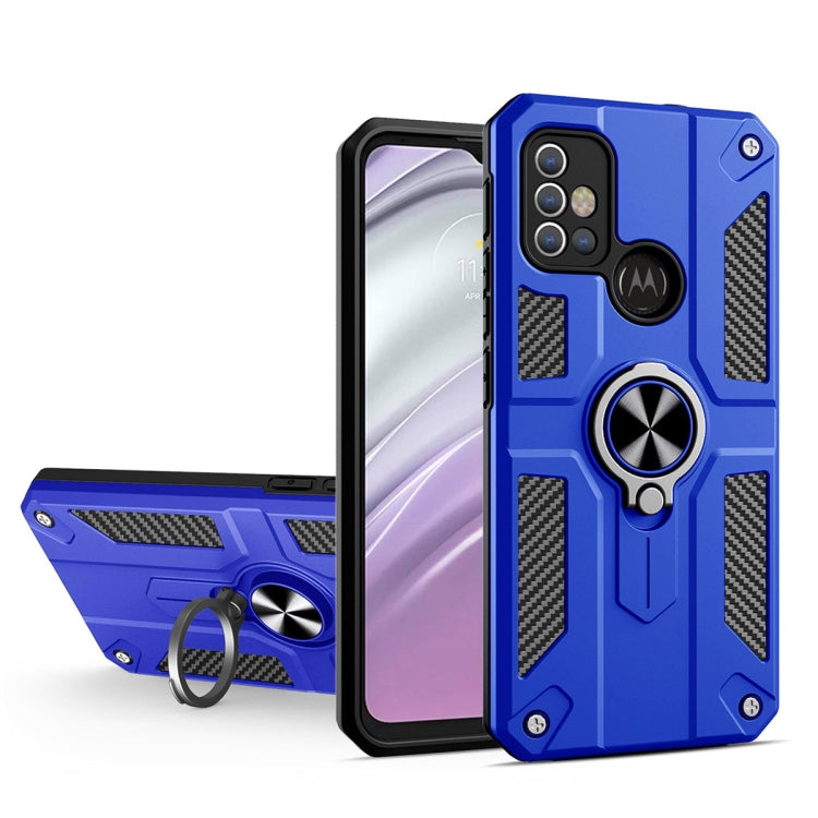 For Motorola Moto G10 / G20 / G30 Carbon Fiber Pattern PC + TPU Protective Case with Ring Holder