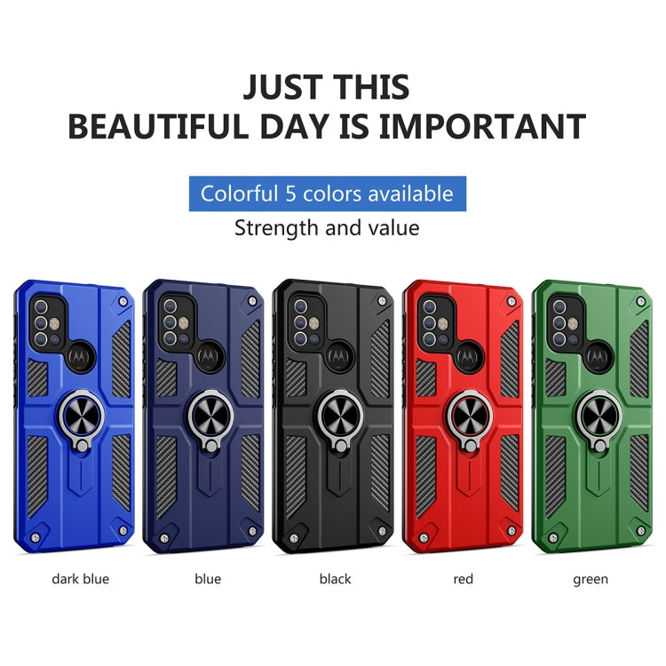 For Motorola Moto G10 / G20 / G30 Carbon Fiber Pattern PC + TPU Protective Case with Ring Holder
