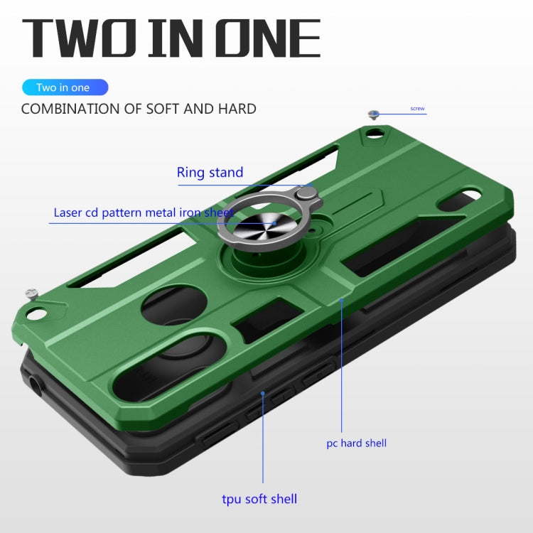 For Motorola Moto E7 Power Carbon Fiber Pattern PC + TPU Protective Case with Ring Holder