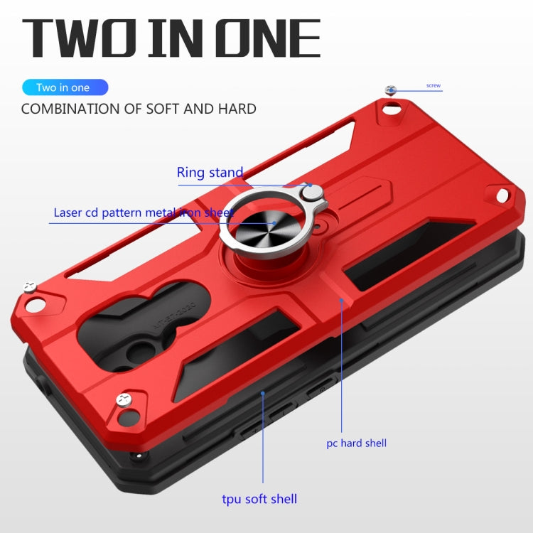 For Motorola Moto G Play (2021) Carbon Fiber Pattern PC + TPU Protective Case with Ring Holder
