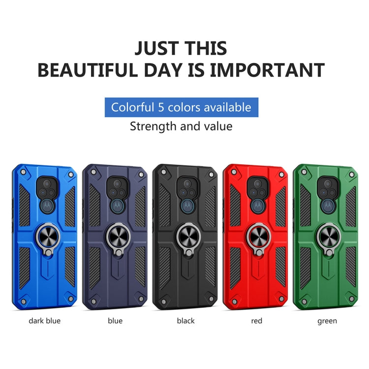 For Motorola Moto G Play (2021) Carbon Fiber Pattern PC + TPU Protective Case with Ring Holder