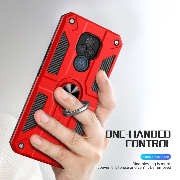 For Motorola Moto G Play (2021) Carbon Fiber Pattern PC + TPU Protective Case with Ring Holder