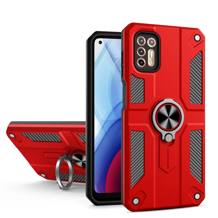 For Motorola Moto G Stylus (2021) Carbon Fiber Pattern PC + TPU Protective Case with Ring Holder