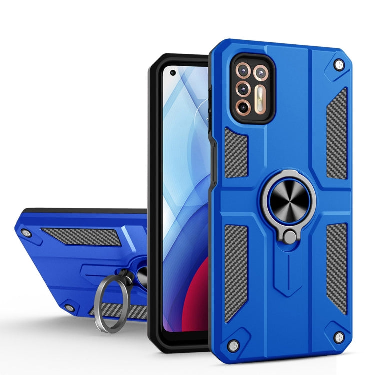 For Motorola Moto G Stylus (2021) Carbon Fiber Pattern PC + TPU Protective Case with Ring Holder