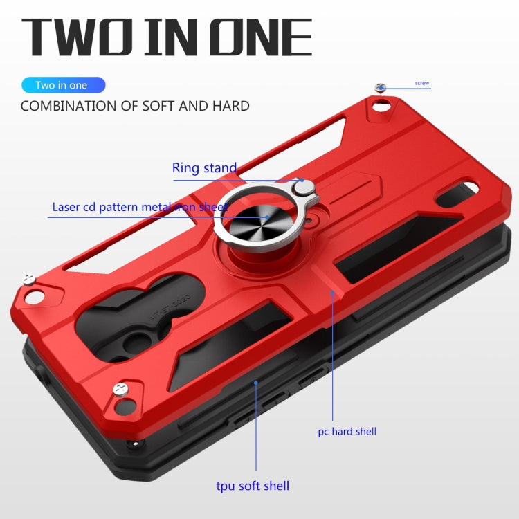 For Motorola Moto E7 Carbon Fiber Pattern PC + TPU Protective Case with Ring Holder