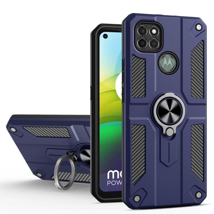 For Motorola Moto G9 Power Carbon Fiber Pattern PC + TPU Protective Case with Ring Holder