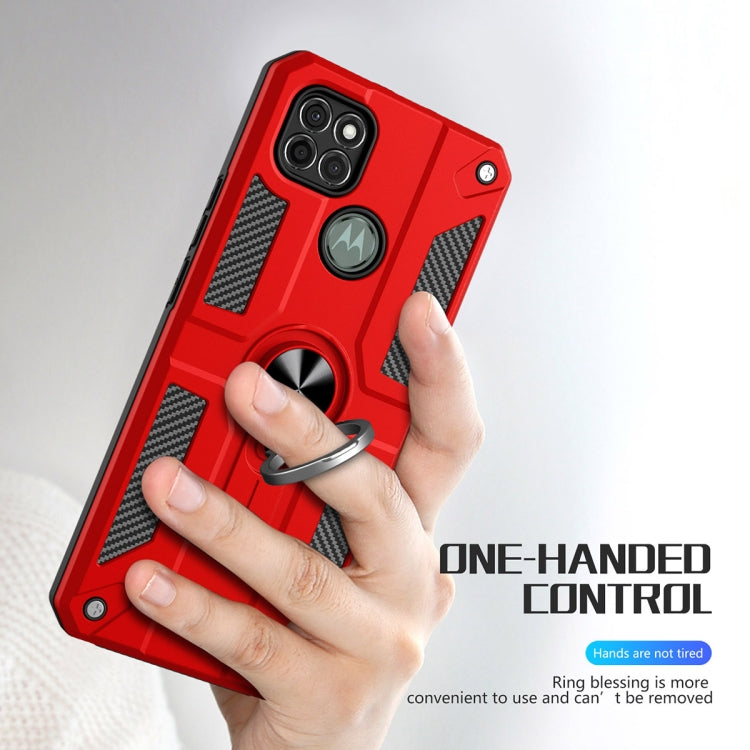 For Motorola Moto G9 Power Carbon Fiber Pattern PC + TPU Protective Case with Ring Holder