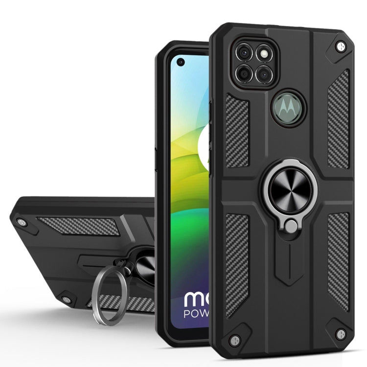 For Motorola Moto G9 Power Carbon Fiber Pattern PC + TPU Protective Case with Ring Holder