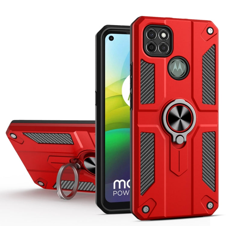 For Motorola Moto G9 Power Carbon Fiber Pattern PC + TPU Protective Case with Ring Holder