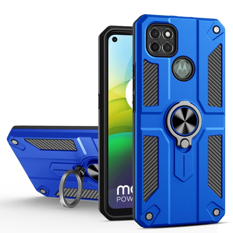 For Motorola Moto G9 Power Carbon Fiber Pattern PC + TPU Protective Case with Ring Holder