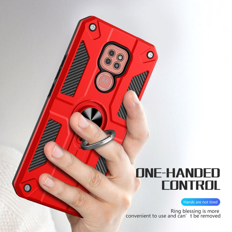 For Motorola Moto G9 Play Carbon Fiber Pattern PC + TPU Protective Case with Ring Holder
