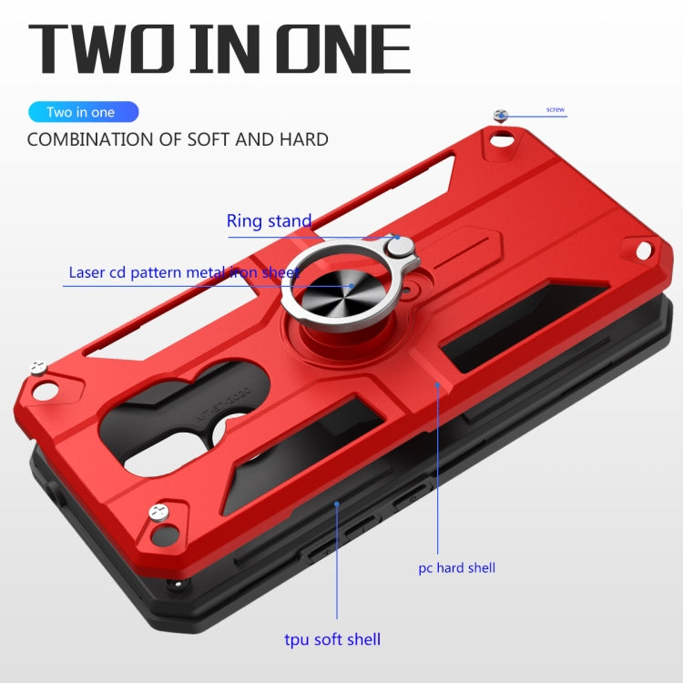 For Motorola Moto G9 Play Carbon Fiber Pattern PC + TPU Protective Case with Ring Holder