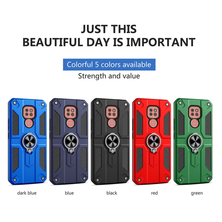 For Motorola Moto G9 Play Carbon Fiber Pattern PC + TPU Protective Case with Ring Holder