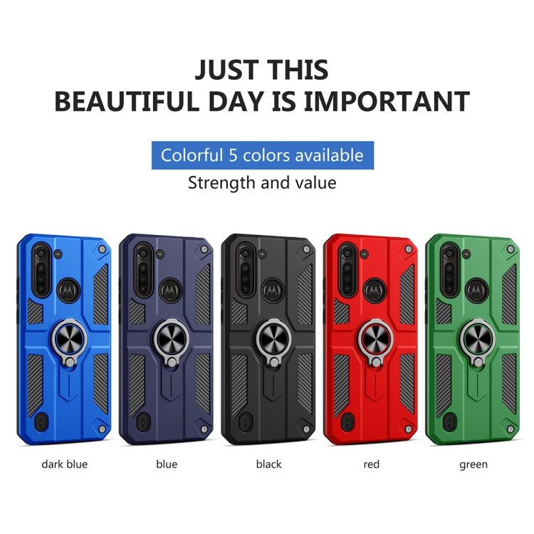 For Motorola Moto G8 Power Lite Carbon Fiber Pattern PC + TPU Protective Case with Ring Holder