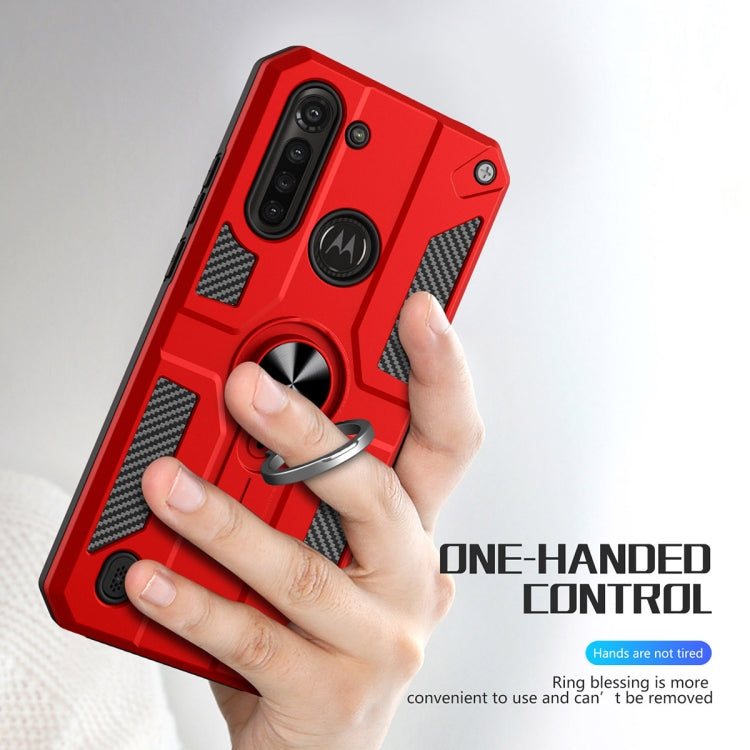 For Motorola Moto G8 Power Lite Carbon Fiber Pattern PC + TPU Protective Case with Ring Holder