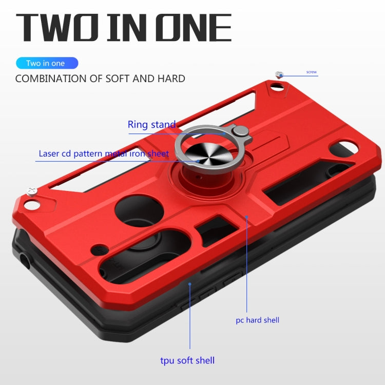 For Motorola Moto G8 Power Lite Carbon Fiber Pattern PC + TPU Protective Case with Ring Holder