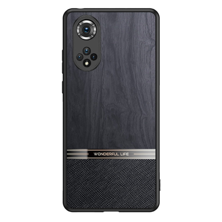 For Honor 50 Shang Rui Wood Grain Skin PU + TPU Shockproof Case