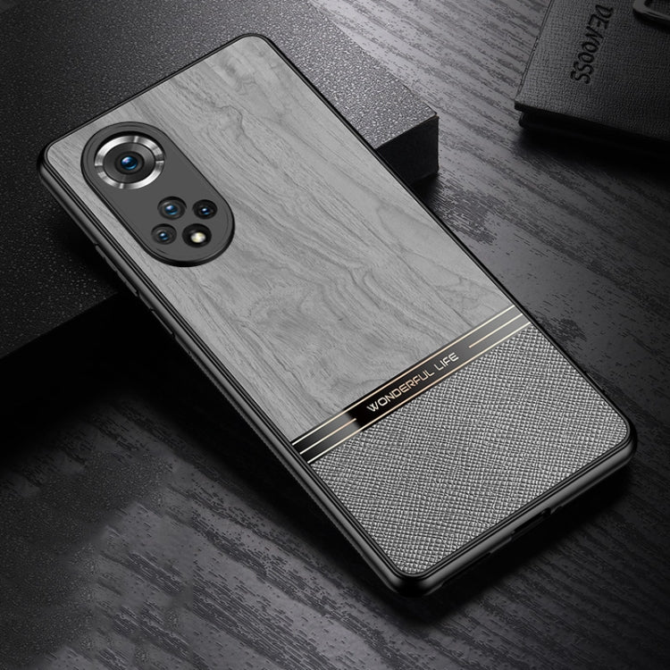 For Honor 50 Shang Rui Wood Grain Skin PU + TPU Shockproof Case