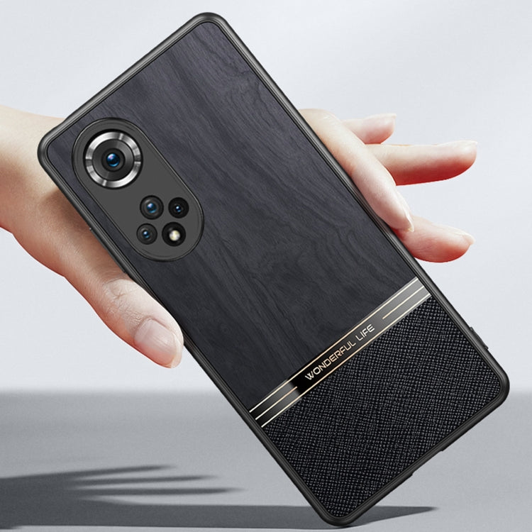 For Honor 50 Pro Shang Rui Wood Grain Skin PU + TPU Shockproof Case