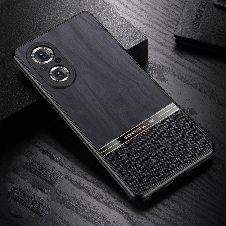 For Honor 50 SE Shang Rui Wood Grain Skin PU + TPU Shockproof Case