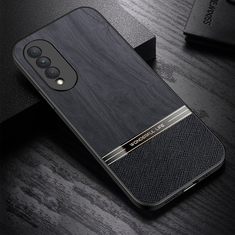 For Honor X20 Shang Rui Wood Grain Skin PU + TPU Shockproof Case