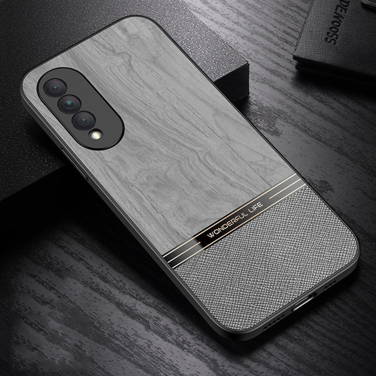For Honor X20 Shang Rui Wood Grain Skin PU + TPU Shockproof Case