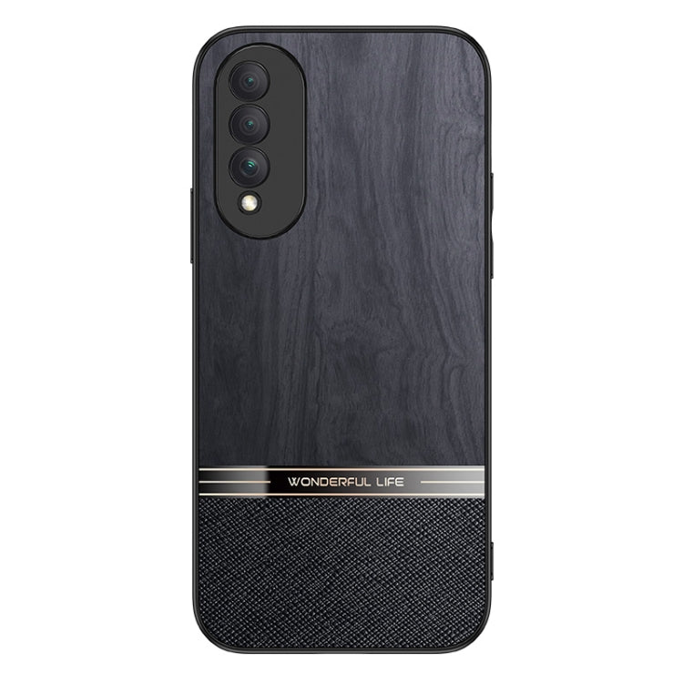 For Honor X20 SE Shang Rui Wood Grain Skin PU + TPU Shockproof Case