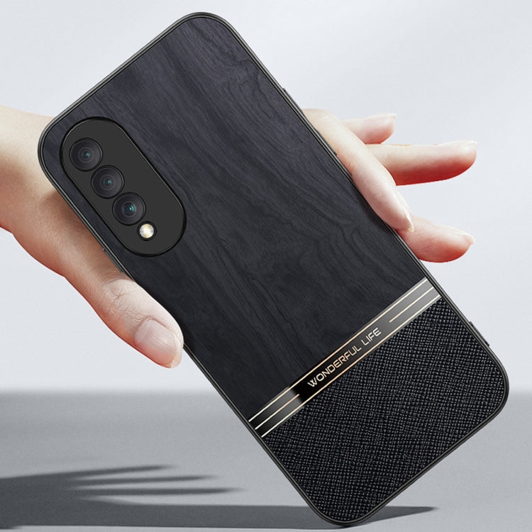 For Honor X20 SE Shang Rui Wood Grain Skin PU + TPU Shockproof Case