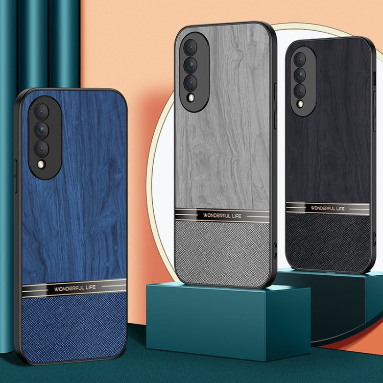 For Honor X20 SE Shang Rui Wood Grain Skin PU + TPU Shockproof Case