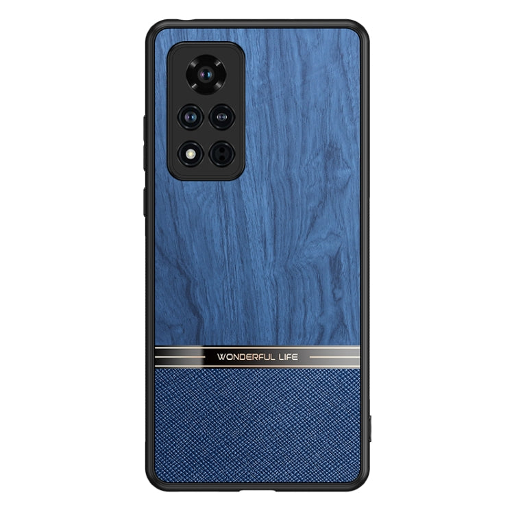 For Honor V40 5G Shang Rui Wood Grain Skin PU + TPU Shockproof Case