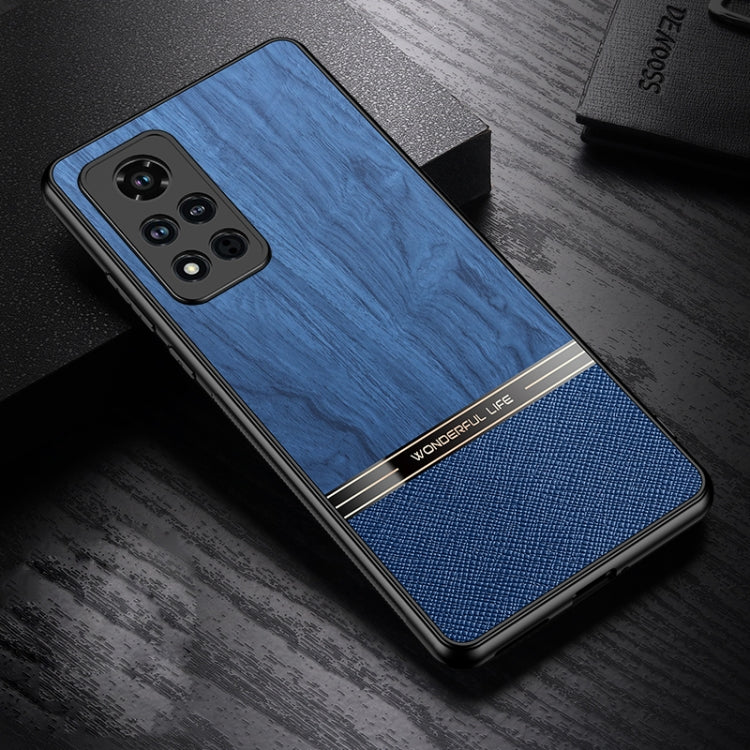 For Honor V40 5G Shang Rui Wood Grain Skin PU + TPU Shockproof Case