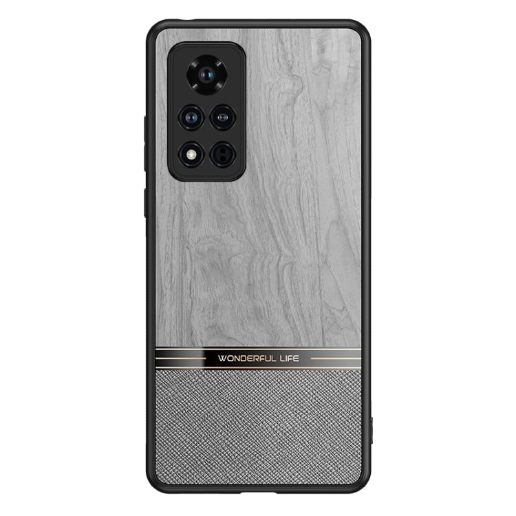 For Honor V40 5G Shang Rui Wood Grain Skin PU + TPU Shockproof Case