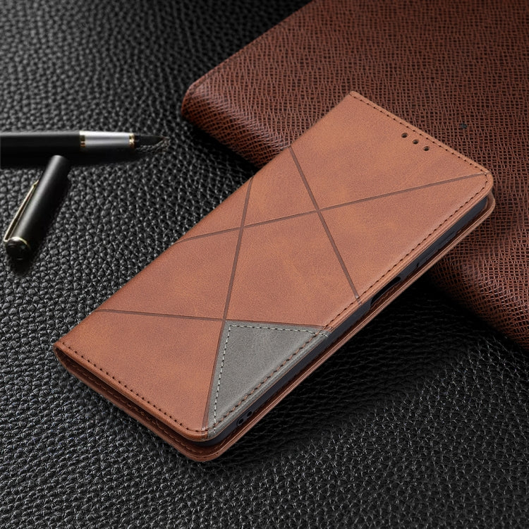 For Samsung Galaxy M32 Rhombus Texture Horizontal Flip Magnetic Leather Case with Holder & Card Slots