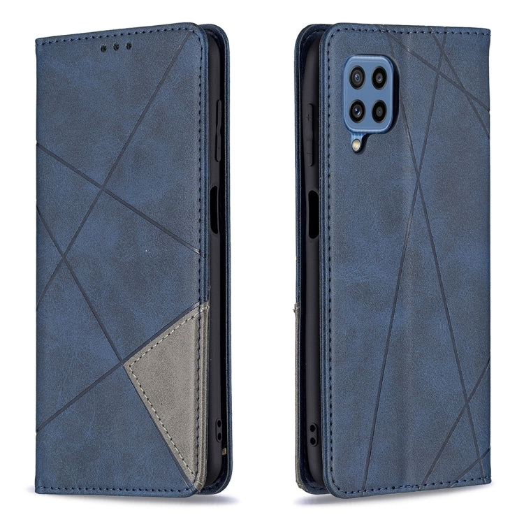 For Samsung Galaxy M32 Rhombus Texture Horizontal Flip Magnetic Leather Case with Holder & Card Slots