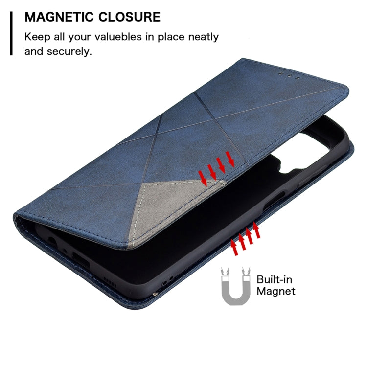 For Samsung Galaxy M32 Rhombus Texture Horizontal Flip Magnetic Leather Case with Holder & Card Slots