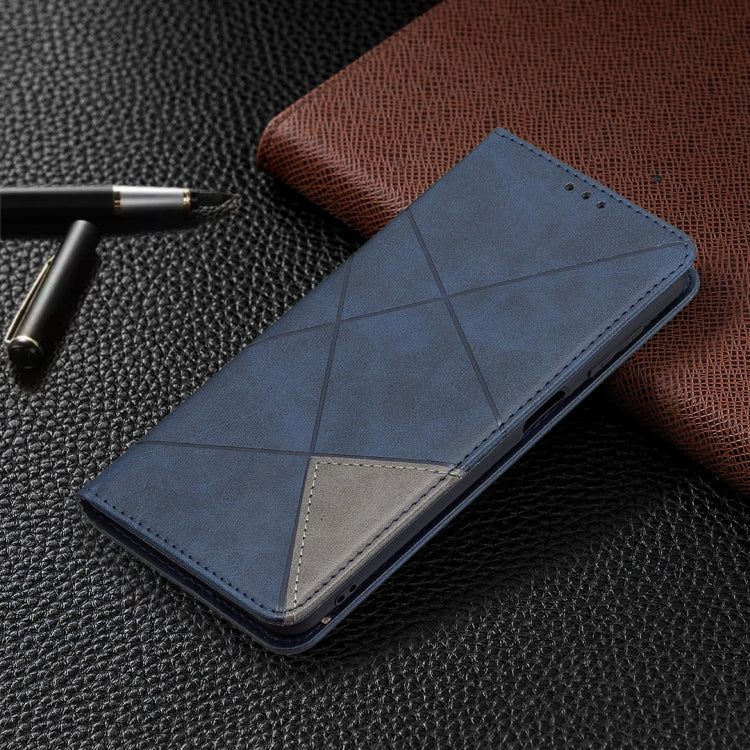 For Samsung Galaxy M32 Rhombus Texture Horizontal Flip Magnetic Leather Case with Holder & Card Slots