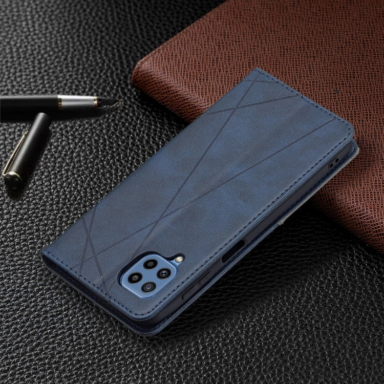 For Samsung Galaxy M32 Rhombus Texture Horizontal Flip Magnetic Leather Case with Holder & Card Slots