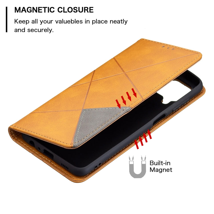 For Samsung Galaxy M32 Rhombus Texture Horizontal Flip Magnetic Leather Case with Holder & Card Slots