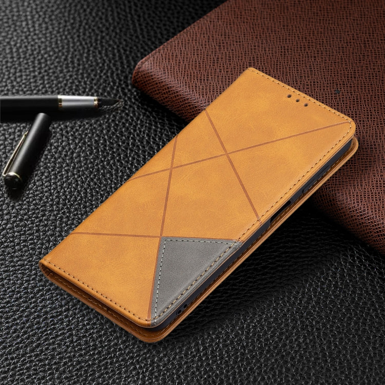 For Samsung Galaxy M32 Rhombus Texture Horizontal Flip Magnetic Leather Case with Holder & Card Slots