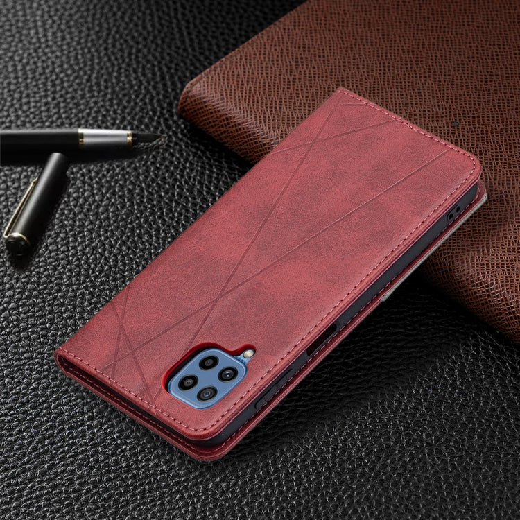 For Samsung Galaxy M32 Rhombus Texture Horizontal Flip Magnetic Leather Case with Holder & Card Slots