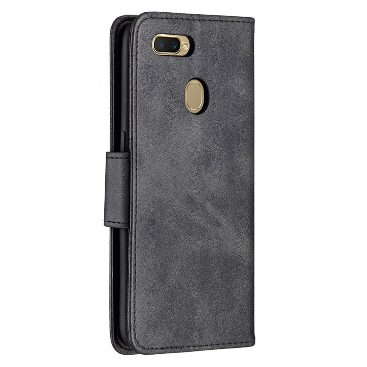 For OPPO A7 Retro Lambskin Texture Pure Color Horizontal Flip PU Leather Case with Holder & Card Slots & Wallet & Lanyard