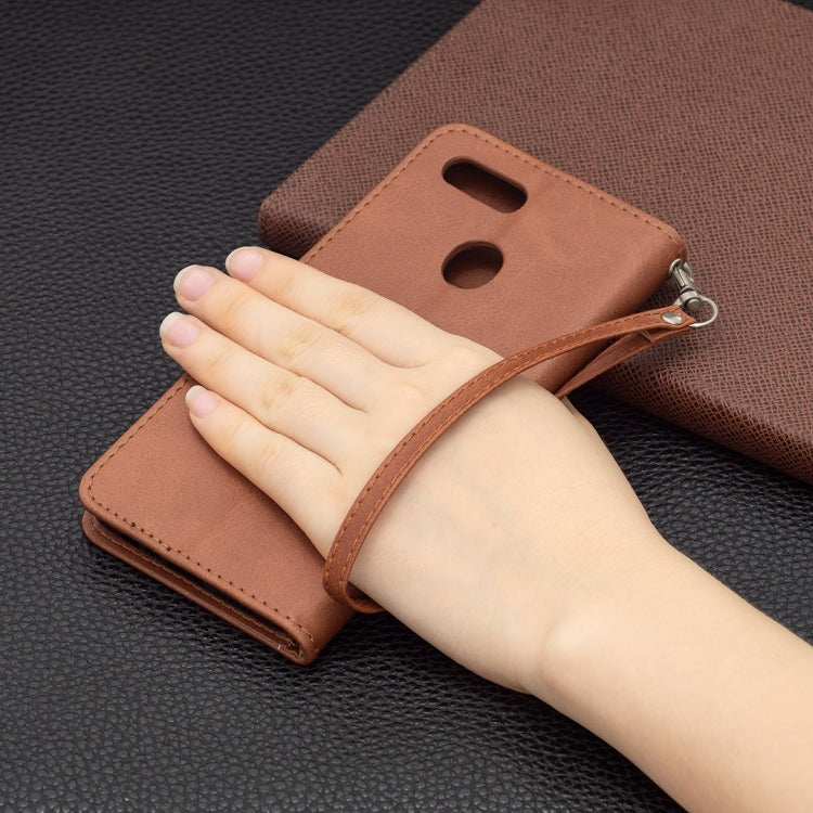 For OPPO A7 Retro Lambskin Texture Pure Color Horizontal Flip PU Leather Case with Holder & Card Slots & Wallet & Lanyard